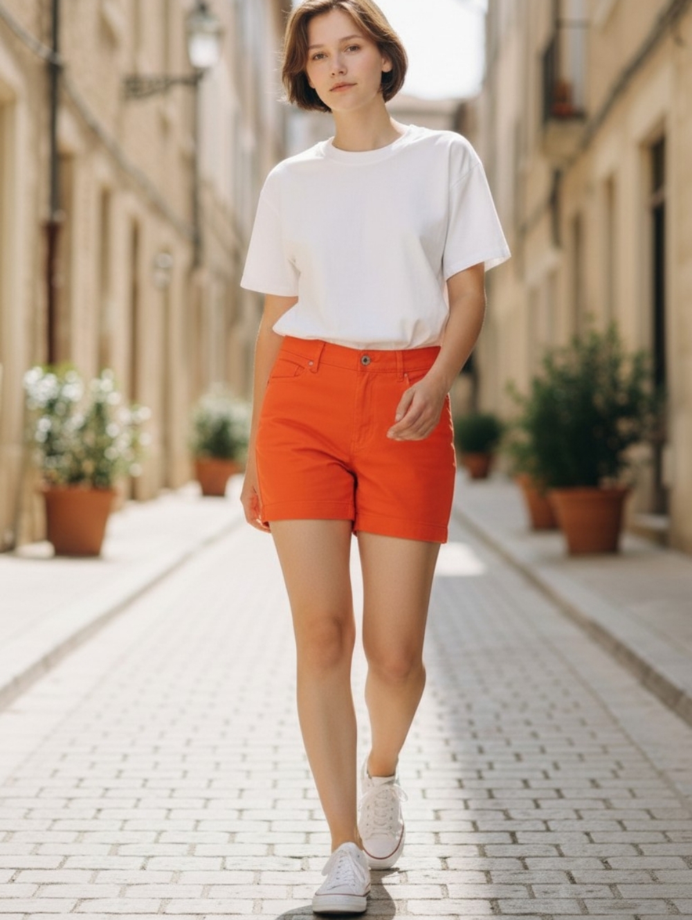 TALBOTS Classic High-Rise Orange Women's Shorts SIZE 8P
